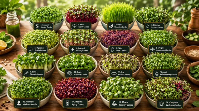 16 Powerful Microgreens Health Combos for Immunity, Energy, Heart Health, Detox & Complete Wellness